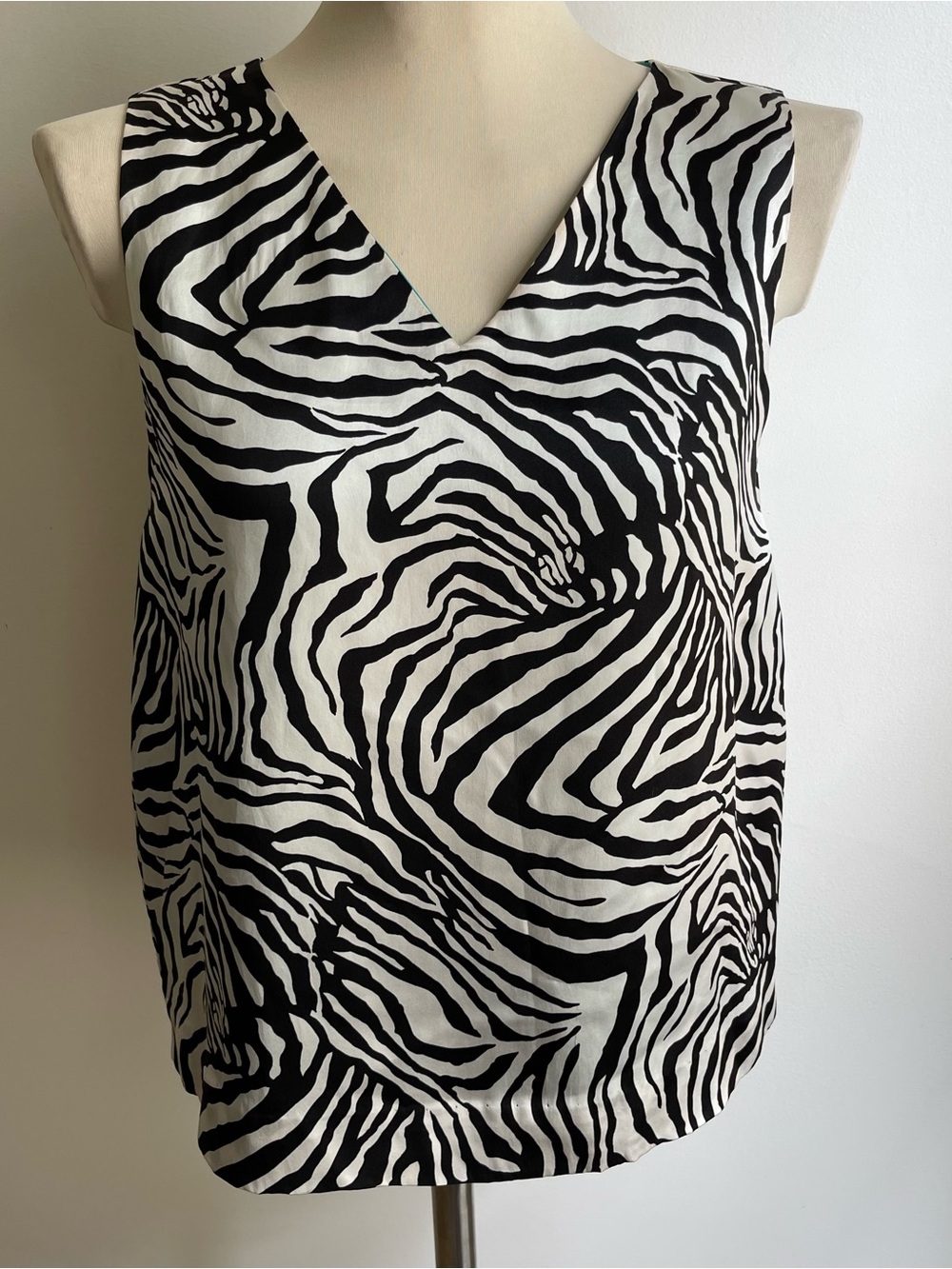 Vintage Y2K Allison Taylor Silk Zebra Print Tank Black White Animal Size 2X Plus